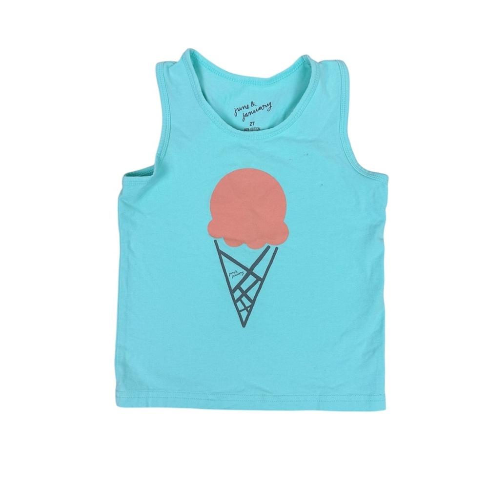 June & January Ice Cream Print Aqua Tank Top